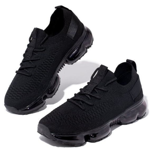 NEW Black   Lace-Up Knitted Bubble Sneaker - Picture 3 of 5